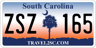 SC license plate ZSZ165