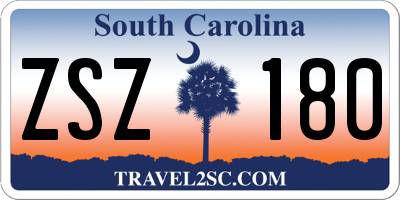 SC license plate ZSZ180