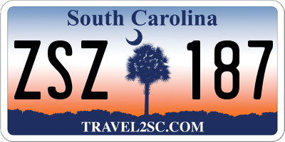 SC license plate ZSZ187