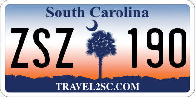 SC license plate ZSZ190