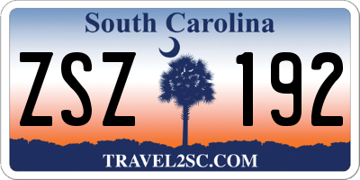 SC license plate ZSZ192
