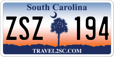 SC license plate ZSZ194