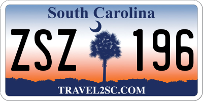 SC license plate ZSZ196