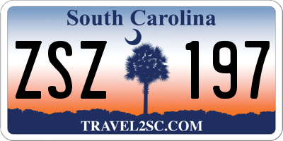 SC license plate ZSZ197