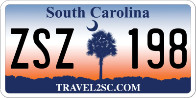 SC license plate ZSZ198