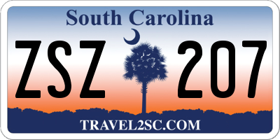 SC license plate ZSZ207