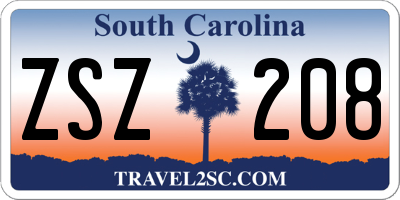 SC license plate ZSZ208