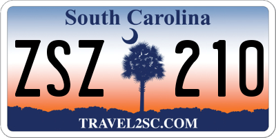 SC license plate ZSZ210
