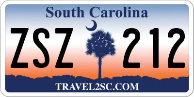 SC license plate ZSZ212
