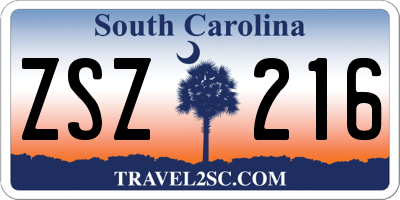 SC license plate ZSZ216