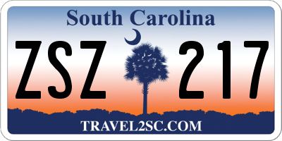 SC license plate ZSZ217