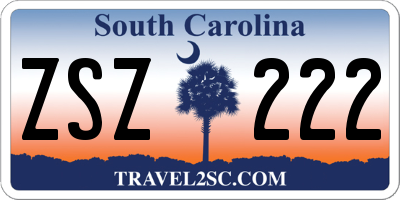 SC license plate ZSZ222