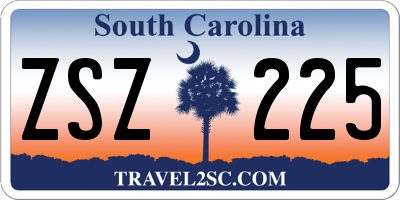SC license plate ZSZ225