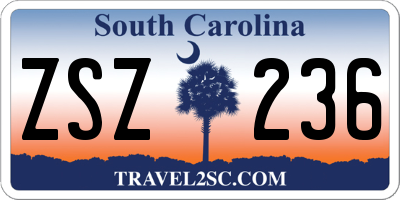 SC license plate ZSZ236