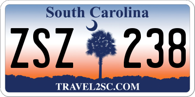 SC license plate ZSZ238