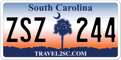 SC license plate ZSZ244