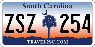 SC license plate ZSZ254