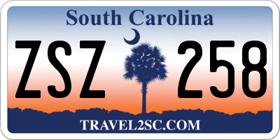 SC license plate ZSZ258