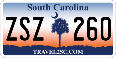 SC license plate ZSZ260