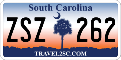 SC license plate ZSZ262