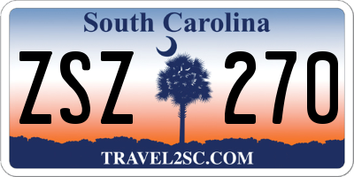 SC license plate ZSZ270