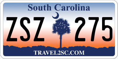 SC license plate ZSZ275