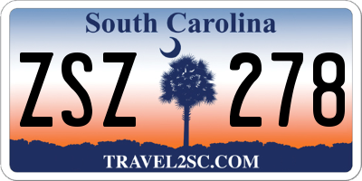 SC license plate ZSZ278