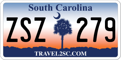 SC license plate ZSZ279