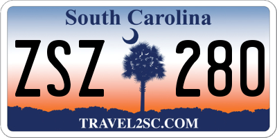 SC license plate ZSZ280