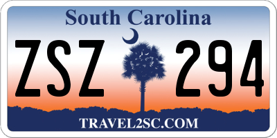 SC license plate ZSZ294