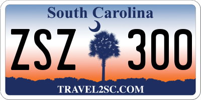 SC license plate ZSZ300