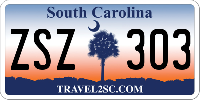 SC license plate ZSZ303