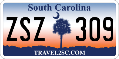 SC license plate ZSZ309