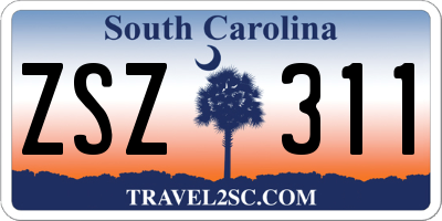 SC license plate ZSZ311