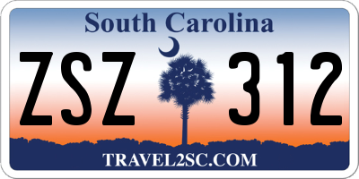 SC license plate ZSZ312