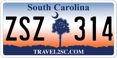 SC license plate ZSZ314