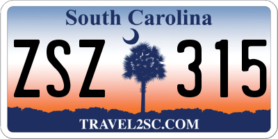 SC license plate ZSZ315