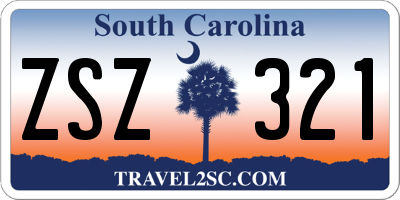 SC license plate ZSZ321