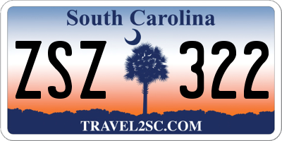 SC license plate ZSZ322