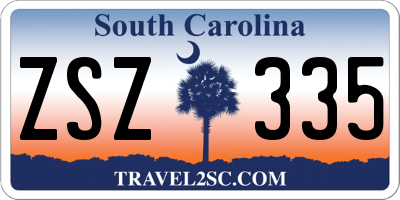 SC license plate ZSZ335