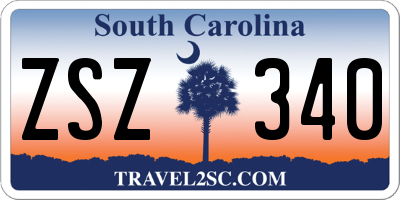 SC license plate ZSZ340