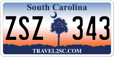 SC license plate ZSZ343