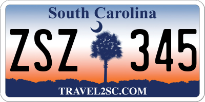 SC license plate ZSZ345