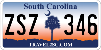 SC license plate ZSZ346
