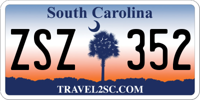 SC license plate ZSZ352