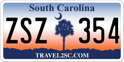 SC license plate ZSZ354