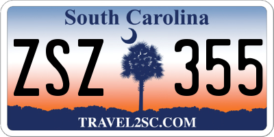 SC license plate ZSZ355