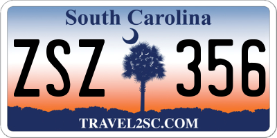 SC license plate ZSZ356