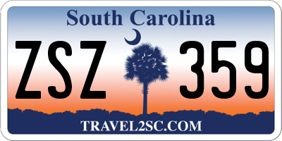 SC license plate ZSZ359