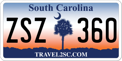 SC license plate ZSZ360